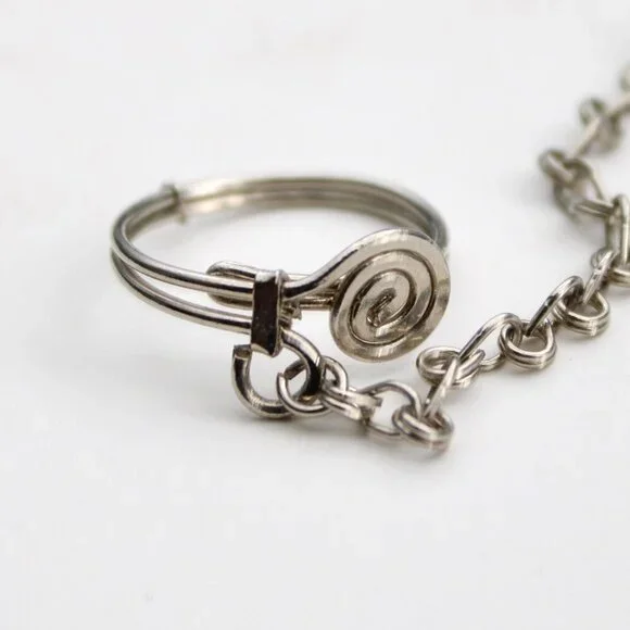 Vintage Silver-tone Bracelet with Turquoise Blue Cabochon - Picture 3 of 4